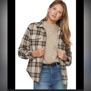 FLAG & ANTHEM DOUBLE POCKET PLAID KNIT SHIRT JACKET S-M